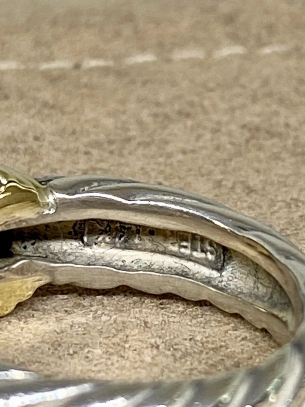 David Yurman Sterling Silver 14K Gold Sapphire Ring size 5.34 w/pouch